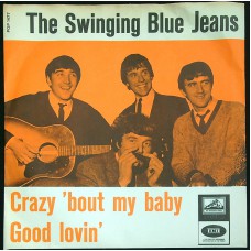 SWINGING BLUE JEANS Crazy 'Bout My Baby / Good Lovin' (His Master's Voice POP 1477) Denmark 1965 PS 45